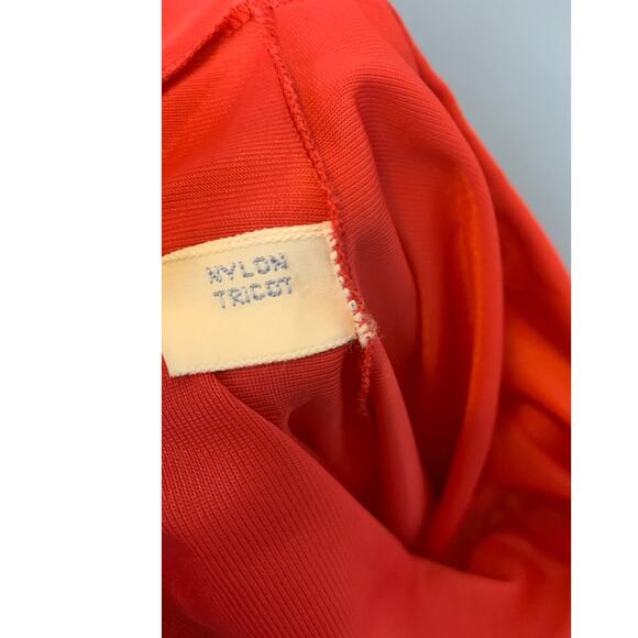 Vintage 50s Vanity Fair Slip Dress Coral Accordion Pleats Semi Sheer Nylon Lace - Picture 9 of 10